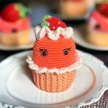 Paris Organik Nar Çiçeği Amigurumi Cupcake