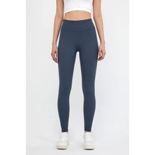 Miraxx Derya Kurşun Lacivert Yüksek Bel Fitilli Tayt 0608