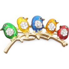 Chantaky 103 6511 Renkli Sıralı Minik Kuşlar Broş