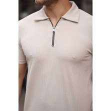 Dayn Gante Erkek Basic Yarım Fermuarlı Slim Fit Düz Polo Yaka Tişört