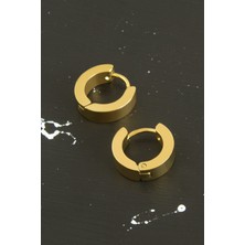 Feryal Sarı Renkli Erkek Çelik Küpe 1,5 cm