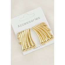 Feryal Çizgili Yeni Sezon Metal Küpe