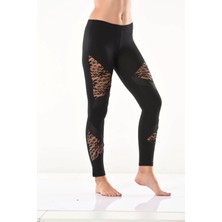 Miraxx Derya Kurşun Güpür Dantel Detaylı Kadın Tayt 0583