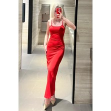 Madmext Kırmızı Uzun Asklı Basic Elbise MG1852