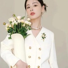 Nice For You Inci Taneli Zeytin Dalı 18K Altın Kaplama Günlük Kullanıma Uygun Kararmayan Rodyum Kaplama Broş