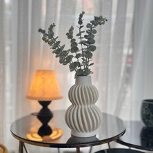 Limon 3Design Mermer Desen Bombe Çizgili Iskandinav Vazo