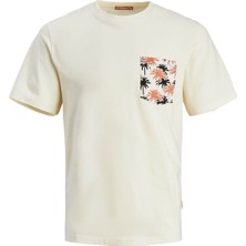 Jack & Jones Erkek T-Shirt Ekru 12255388 Joraruba Convo Pocket Tee Ss