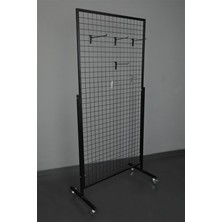 Rafburada Rafburada®Tekerlekli Sık Telli Tel Raf. Tel Pano Stand, Duvar Askılığı 60x150cm