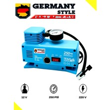 Germany Style Sega 220 Volt-12 Volt 250 Psi Psi Kompresör Lastik Hava Şişirme Oto Pompası