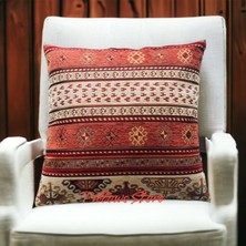 Pillows Store Kilim Desenli Krem-Kiremit Kırlent Kılıfı 45 cm *45 cm