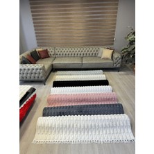 ASY Collection Bella Yumuşacık Tavşan Tüyü Saçaklı Premium Kalite Kaymaz Pamuk Taban Peluş Halı - Siyah Renk