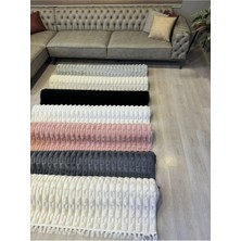 ASY Collection Bella Yumuşacık Tavşan Tüyü Saçaklı Premium Kalite Kaymaz Pamuk Taban Peluş Halı - Siyah Renk