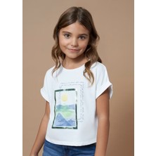 Mayoral Kız Kısa Kol T-Shirt Beyaz