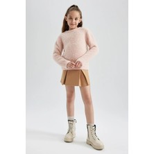 DeFacto Kız Çocuk Regular Fit Bisiklet Yaka Triko Kazak