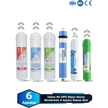 Sumarkt Inline Kapalı Kasa Su Arıtma Cihazı Uyumlu 6 Aşama 80 Gpd Süper Membranlı Alkalinli Bakım Seti