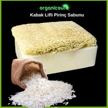 Organicsun Doğal Kabak Lifli Pirinç Sabunu 120 gr Tüm Cilt Tipleri Için Beyazlatma Etkili E ve B Vitaminli