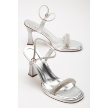 Taşlı Tekbant Sultan Bilek Taşlı Gümüş Kadın Abiye Ayakkabı