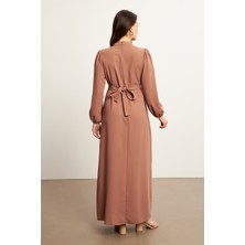 Vavinor Nevra Kuşaklı Elbise - Camel