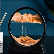 Home Dekor Hediye Sarı Kum Saati Şeklinde Kum Tablosu Dekoratif Yuvarlak 3 D Hareketli 7 Inç Orta Boy Yuvarlak Kum Tablosu Derin Deniz Kumu