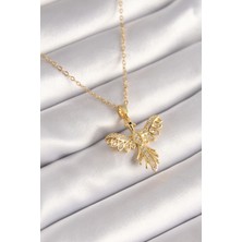 Callerrons Accessories  316L Çelik Gold Renk Zincir Zirkon Taşlı Kuş Model Kadın Kolye - EBJ240504W23793