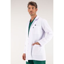 Uçak Medikal Beyaz Ara Boy, Klasik Yaka, Doktor Önlüğü