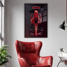 Gaagart Metal Çerçeveli Temperli Cam Tablo Ferrari Formula 1 Araba