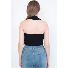 Hebb Club Triko Yakalı Düğmeli Sıfır Kollu Crop
