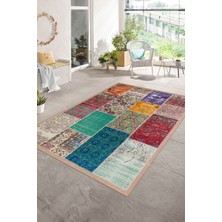 Napoli Home Dijital Baskı Kaymaz Taban Yıkanabilir Patchwork Yolluk Mutfak Salon Halısı, N-Patchwork-01-Renkli,