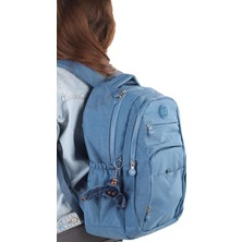 Bizoon NP289 Unisex Su Geçirmez Kumaş Günlük Okul Seyahat Mavi Sırt Çantası