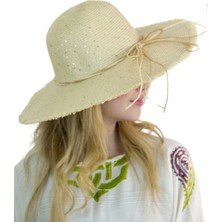 Bay Şapkacı Kadın Geniş Kenarlı Hasır Şapka 1299 Krem