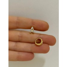 Ares Collection Iki Sıra Zirkon Taşlı Tragus Helix Kıkırdak Kulak Memesi Uyumlu Halka Piercing Küpe (1 Adet )