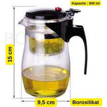 Mediterian 0 - 349 ml Bambum - Borosilikat French Press Cam Süzgeçli Demlik - Teapot 500 ml Cam Beyaz