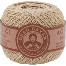 Ören Bayan Klasik Dantel İpi ve Ağ İpliği Merserize Krem Renk 100 gr Süper Ağ İpliği 26/6