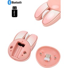 NDNeed Sevimli Tavşan 3D Pembe Mouse Bluetooth + 2.4g Dual Mode