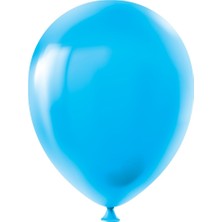 Parti Furyası Mavi 10 Adet  lateks Helyum Uyumlu Balon+Mavi Balon Doğum Günü Parti Süsleme Helyum Uyumlu