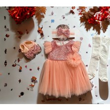 Neat Kids Kız Bebek Mevlüt Takımı Tütülü Payetli Elbise Baby Shower Doğum Günü Özel Gün Set 4 Parça