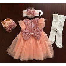 Neat Kids Kız Bebek Mevlüt Takımı Tütülü Payetli Elbise Baby Shower Doğum Günü Özel Gün Set 4 Parça