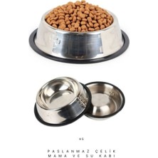 Hs Kedi ve Küçük Irk Köpek Çelik Mama Kabı