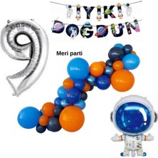 Meri Parti Uzay Konsept Doğum Günü Parti Rakam Folyo Uzay Banner Balon Zinciri Astronot Folyo Balon