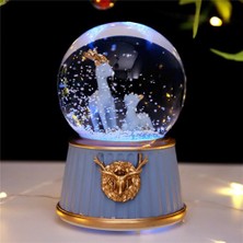 Keyfim Shop Geyikli Işıklı Müzikli Püskürtmeli Büyük Boy Kar Küresi-Mavi