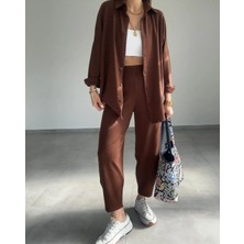 T Guel Kadın Acı Kahve Pamuklu Yumuşak Dokulu Alt-Üst Takım