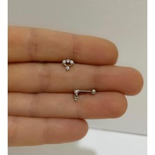Ares Collection Cerrahi Çelik Zirkon Taşlı Tragus Helix Kıkırdak Kulak Memesi Uyumlu Piercing Küpe (1 Adet )