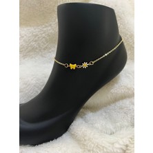 Ares Collection Kararmaz Mineli Papatyalı Kelebekli Halhal