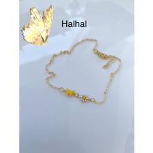 Ares Collection Kararmaz Mineli Papatyalı Kelebekli Halhal