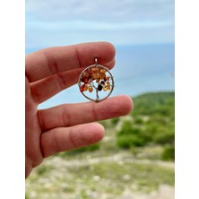 Gökçeada Doğaltaş Hayat Ağacı Akik Taşı Kolye