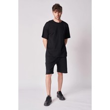 Defy's Erkek Bisiklet Yaka Kısa Kollu Oversize Fit Basic Tişört Siyah