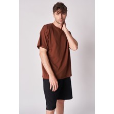 Defy'S Erkek %100 Pamuk Oversize Kısa Kollu Bisiklet Yaka Tişört