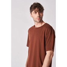 Defy'S Erkek %100 Pamuk Oversize Kısa Kollu Bisiklet Yaka Tişört