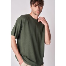 defy's Erkek Dokulu Oversize Bisiklet Yaka Kısa Kollu Tişört