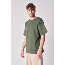 defy's Erkek Dokulu Oversize Bisiklet Yaka Kısa Kollu Tişört